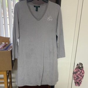 Ralph Lauren Gray Striped Long Sleeve Dress